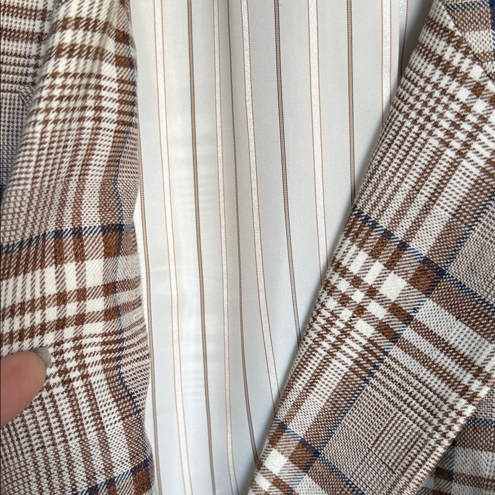 Veronica Beard Viva Dickey Brown Plaid Double-Breasted Blazer - Picture 5 of 10